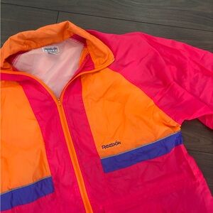 Reebok Neon Pink & Orange Colorblock Windbreaker